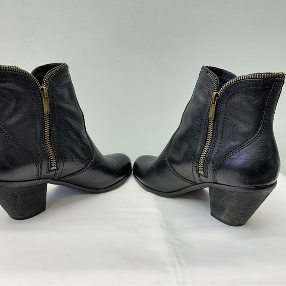 Sam Edelman black leather booties women's 8.5.  functional zippers. - Picture 5 of 8